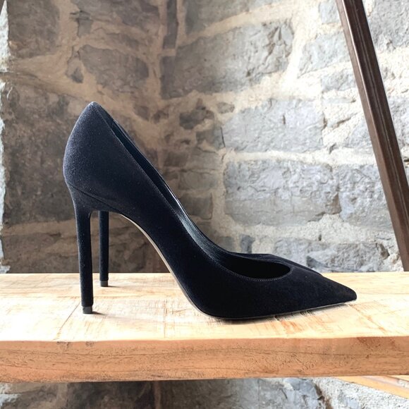 Saint Laurent Paris Black Suede Anja Heels - Picture 5 of 11